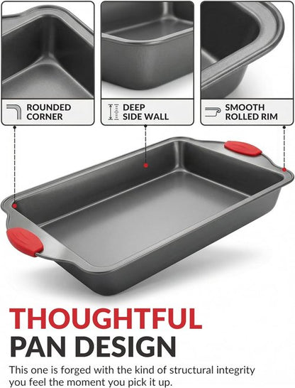 Boxiki Kitchen Non-Stick 9x13 Rectangular Cake Pan - Durable & Non-Toxic Baking Pan for Oven Delights