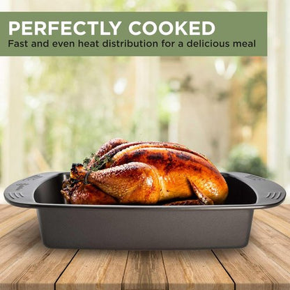 Ecolution Nonstick Roasting Pan - Premium Carbon Steel, Oven Safe to 450°F | 16" x 12.75" Interior