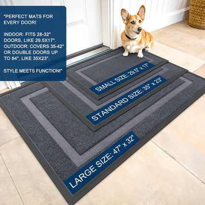 OLANLY Waterproof Front Door Mat - All-Season, Fade Resistant, Easy Clean | 29.5x17, Light Grey