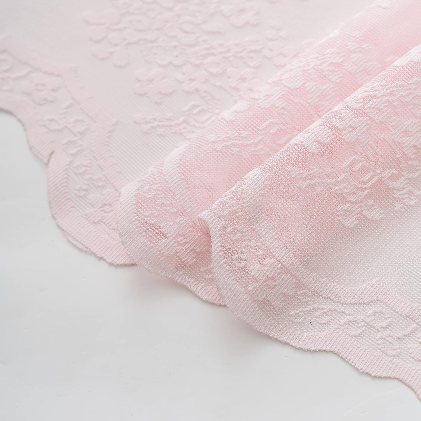 TUDECO Pink Shower Curtain - Shabby Chic Lace Design with Sheer Valance | Vintage Floral Aesthetic, 72 x 72 Inch