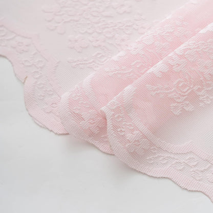 TUDECO Pink Shower Curtain - Shabby Chic Lace Design with Sheer Valance | Vintage Floral Aesthetic, 72 x 72 Inch