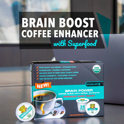 SOLLO Brain Power Dark Coffee Pods MCT & Essential nutrition, Nootropic Brain Booster, For Memory & Focus Compatible with 2.0 K-Cup Keurig Brewers, 24 Count