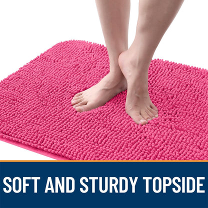 OLANLY Dog Door Mat - Absorbent Non-Slip Washable Mud Mat for Dogs | 44x24, Hot Pink, Quick Dry Chenille