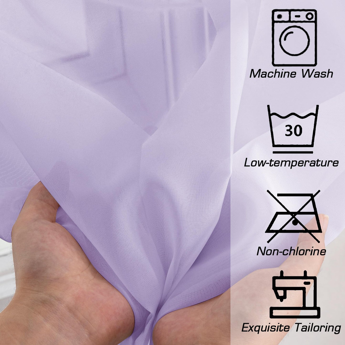 OWENIE Sheer Curtains 84 inches Long for Bedroom Living Room 2 Panels Set, Rod Pocket Soft Light Filtering Privacy Fimly Sheer Curtains & Drapes, Solid Purple Window Treatments, 42Wx84L