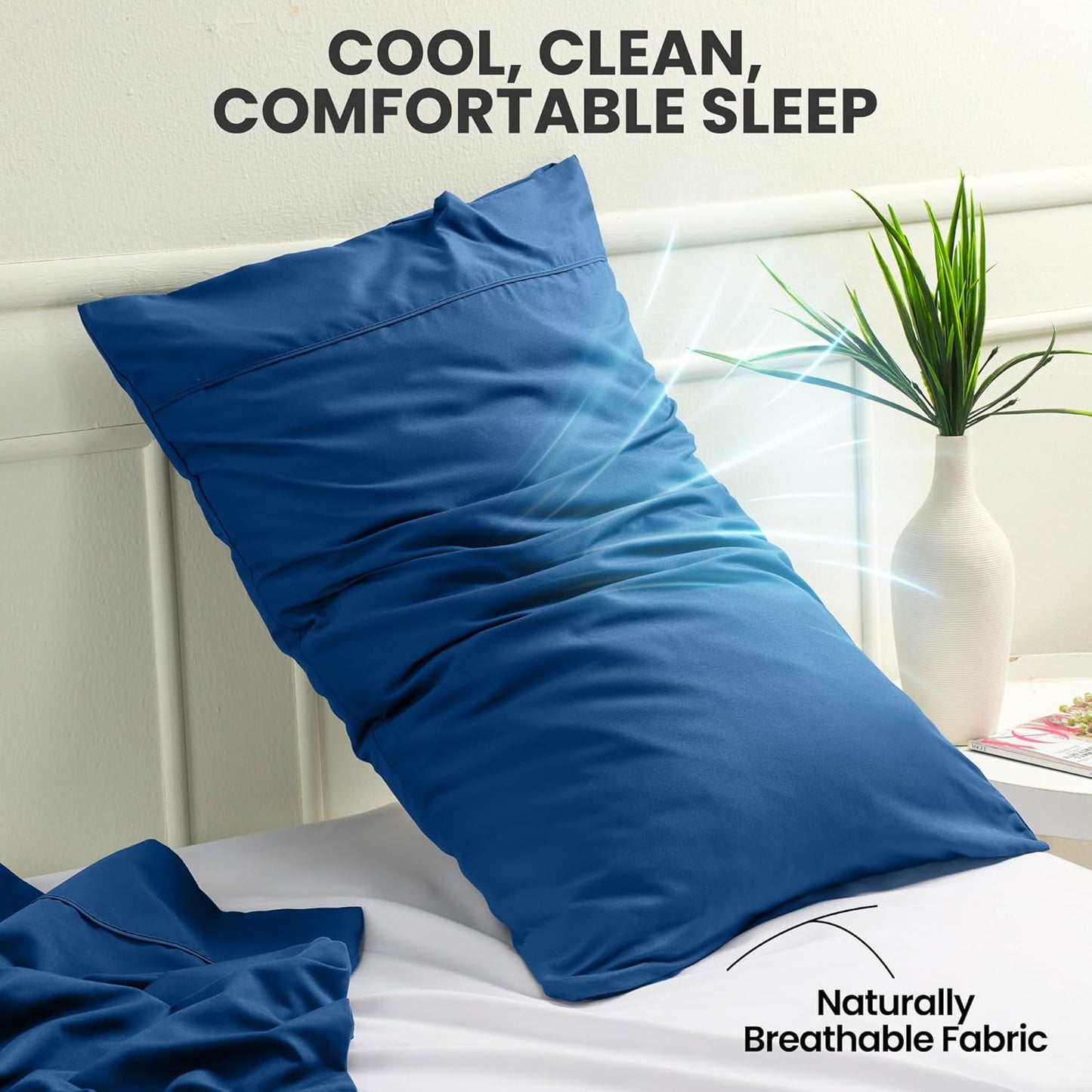 Utopia Bedding King Size Pillow Cases 2-Pack - Soft Brushed Microfiber - Oeko-TEX Certified, 20x40 Inches (Blue Dusk)