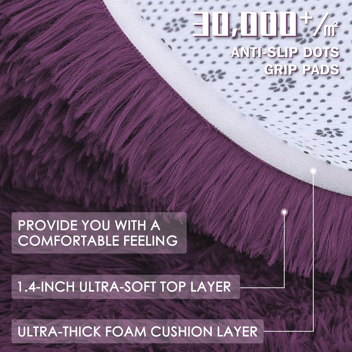 OLANLY Area Rug - Soft Fluffy Shaggy Design | Machine Washable 4x5.9 ft - Dark Purple for Kids & Home Decor
