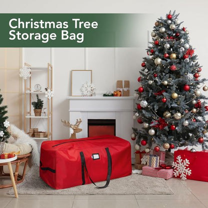 Holiday Cheer Heavy Duty Artificial Christmas Tree Storage Bag - Waterproof, Fits Up to 9ft, Red