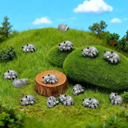 Seenelling Mini Raccoon Figurines - 50 Pcs Cute Resin Animal Decor for Cabin & Lodge | Tiny Home Accents