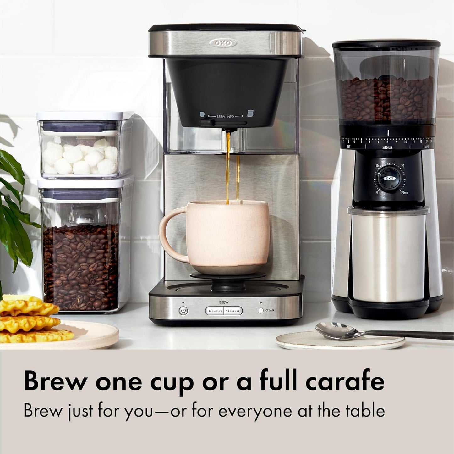 OXO Brew 8-Cup Coffee Maker - SCA Certified Thermal Stainless Steel | Single-Serve & Carafe