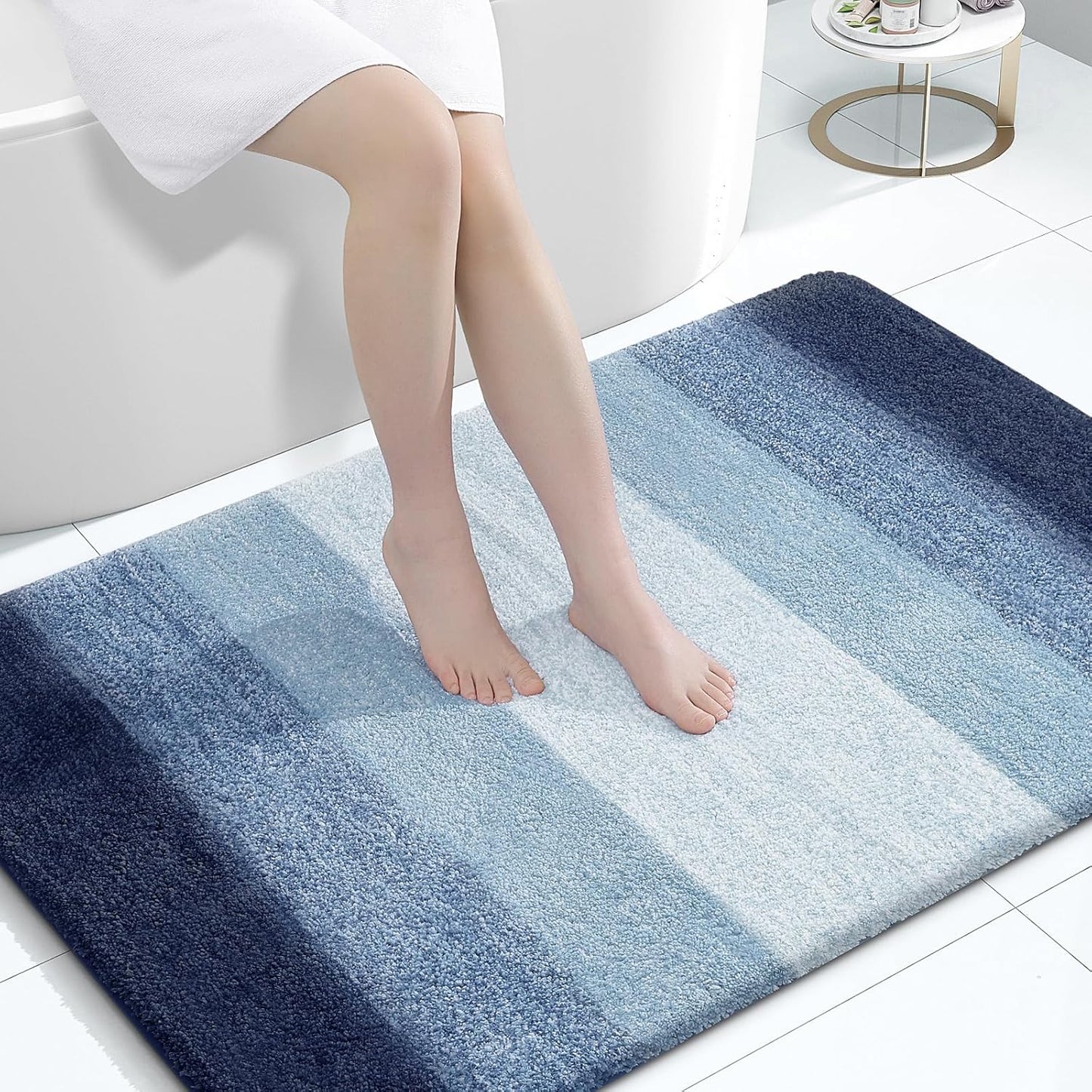 OLANLY Large Bathroom Rugs - Extra Soft Microfiber Mat 44x32 | Quick Dry, Washable, Airy Blue