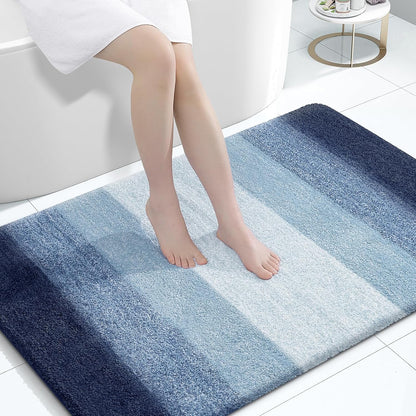 OLANLY Large Bathroom Rugs - Extra Soft Microfiber Mat 44x32 | Quick Dry, Washable, Airy Blue