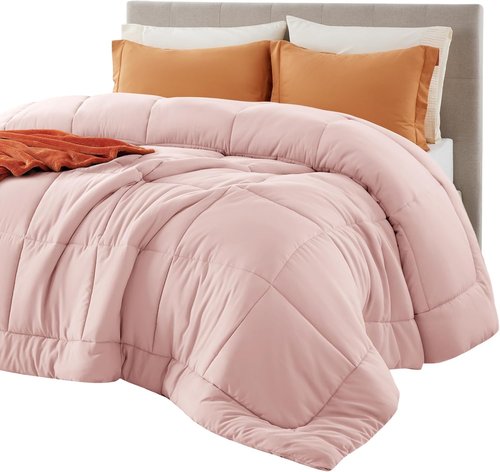 Bedsure Comforter Duvet Insert - All-Season Quilted Down Alternative Bedding, Pink, Full 86 x 82 Inches