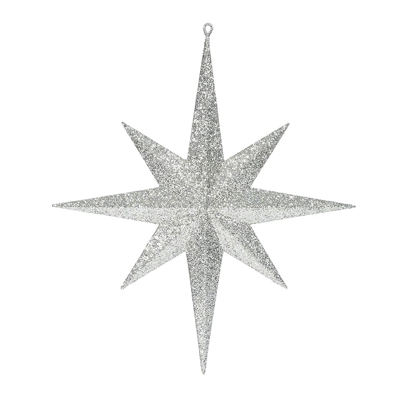 Bethlehem Star Ornament - 15.75 Inch Champagne Iridescent Glitter, Shatterproof Plastic
