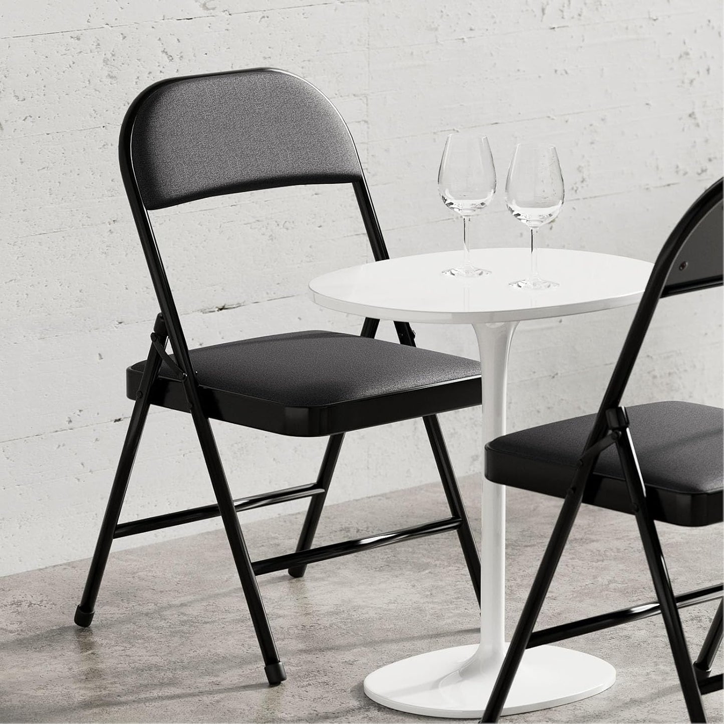Nazhura Folding Chairs - 4 Pack Fabric Dining Chairs with Padded Cushion | Indoor/Outdoor Use (Charcoal)