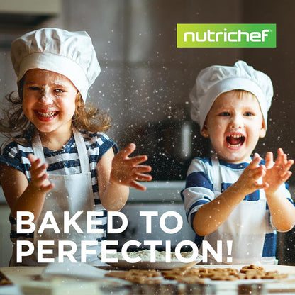 NutriChef Nonstick Baking Pans Set - Premium Carbon Steel Cookie Sheets with Red Silicone Handles | Oven Safe, Dishwasher Safe (6 Pack)