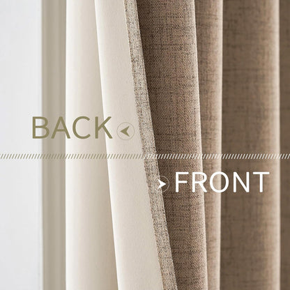 MIULEE Blackout Linen Textured Curtains - Thermal Insulated Copper Brown Grommet Drapes | 42 x 84 Inch (2 Panels)
