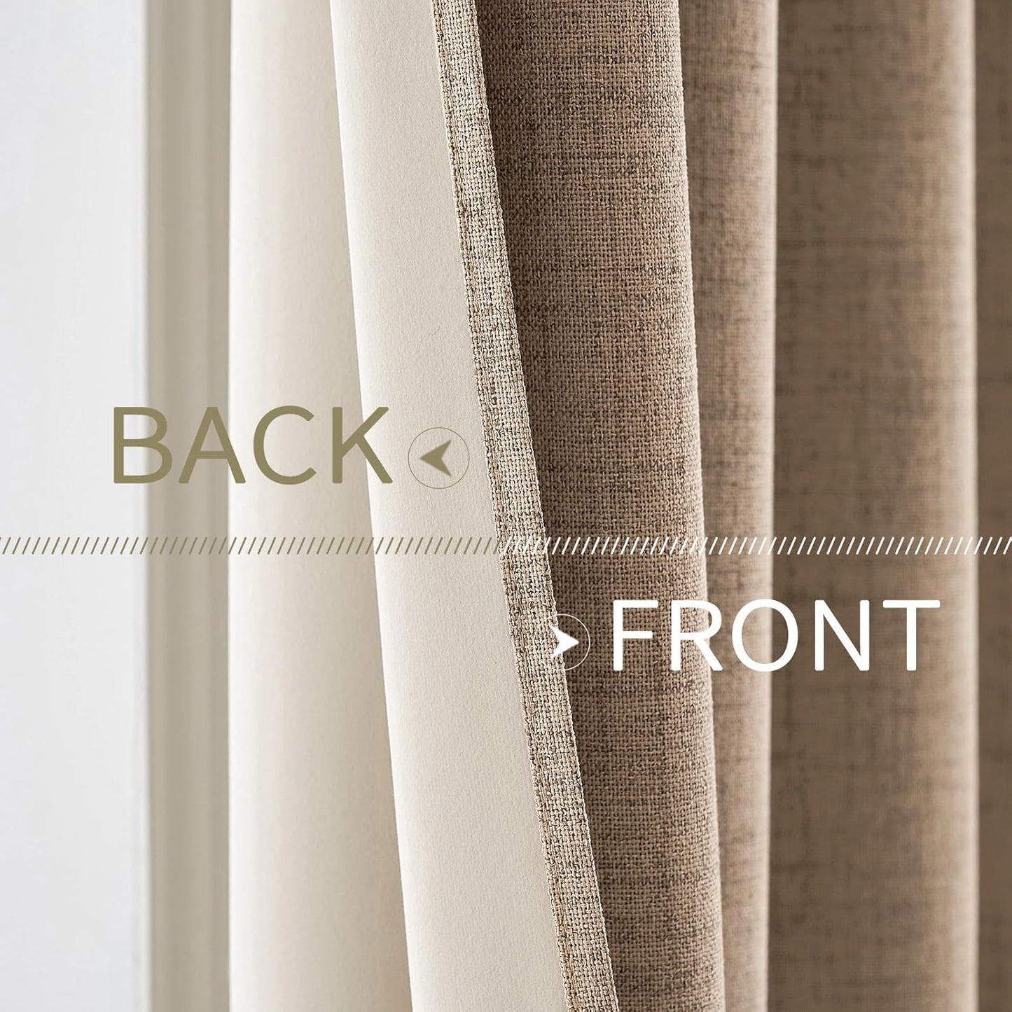MIULEE 100% Blackout Linen Textured Curtains - Thermal Insulated Copper Brown Drapes | 52 x 45 Inch (2 Panels)
