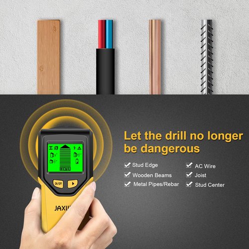 Stud Finder Wall Scanner - 5 in 1 Stud Finder Tool w/Smart Chip and HD LCD Display, Stud Detector Beam Finders for the Center and Edge of Wood AC Wire Metal Studs Joist Pipe (Buttercup)