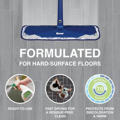 Bona Multi-Surface Floor Cleaner Spray - 32 Oz - Unscented & Refillable | Residue-Free Solution for Stone, Tile, Laminate & Vinyl Floors