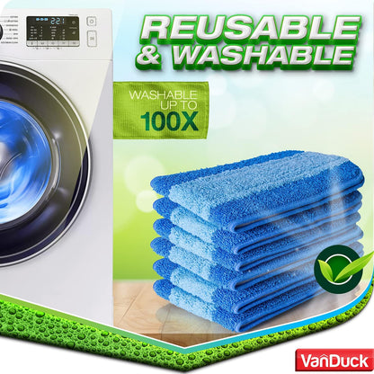 VanDuck Microfiber Mop Pads - 3 Pack Compatible with Bona Mop for 18-Inch Hardwood Floor Cleaning