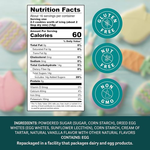 Judee's Gluten Free Royal Icing Mix - Easy Meringue Powder for Cookie Decorating - 8 Oz