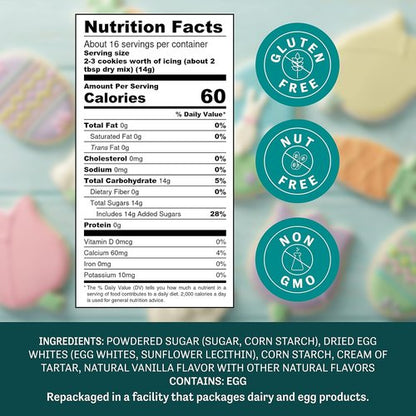 Judee's Gluten Free Royal Icing Mix - Easy Meringue Powder for Cookie Decorating - 8 Oz