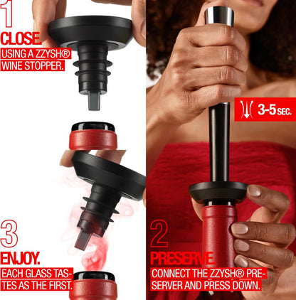 zzysh® 3 in 1 Wine Saver, Stopper & Argon Gas Wine Preserver Up to 8 Weeks - Wine Preservation System with Argon Gas Cartridges For Wine - Most Inspired Wine Set Gifts for Women, Men Wine Lovers