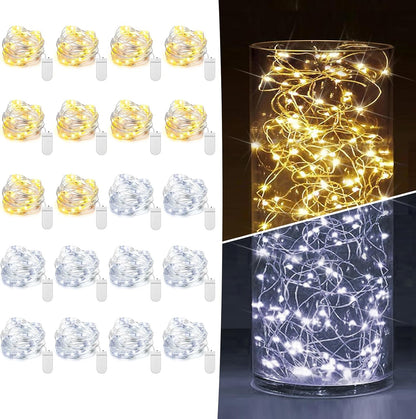 Skiennix 20 Pack Fairy Lights - Battery Operated 7ft Mini String Lights for Wedding & Party Decor | Warm White & Cool White