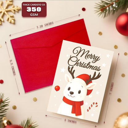 christmas cards set 18 5x7 with envelopes – 6 designs boxed for easy storage