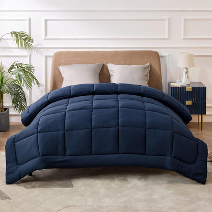 Bedsure Comforter Duvet Insert - All-Season Quilted Queen Size Bedding, GentleSoft Down Alternative, Navy Blue 88 x 88 Inches