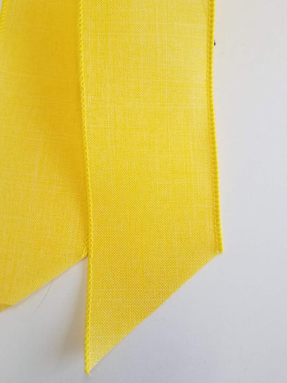 Skiennix Large 10" Handmade Yellow Linen Wired Wreath Bow - Perfect for Home Decor