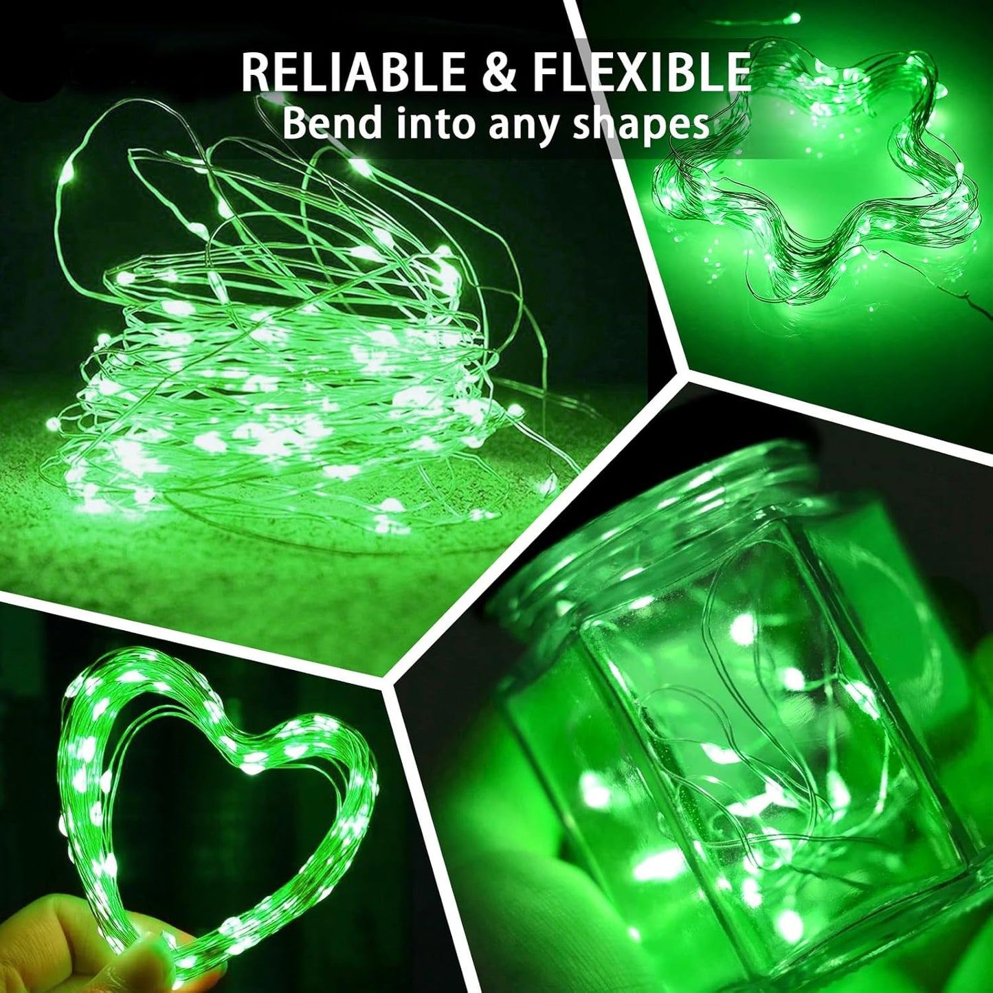 Skiennix 12-Pack Green Fairy Lights - 7Ft 20 LED Twinkle String Lights | Battery Operated & Waterproof for Halloween & Christmas Decor