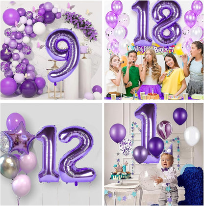 Skiennix 40-Inch Purple Number 1 Balloon - Big Foil Mylar Decoration for 1st Birthday Parties & Events