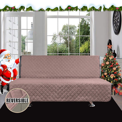 Easy-Going Futon Sofa Slipcover Reversible Sofa Cover Armless Cover Furniture Protector Couch Cover Water Resistant Pets, Kids, Children, Dog, Cat Pink/Beige