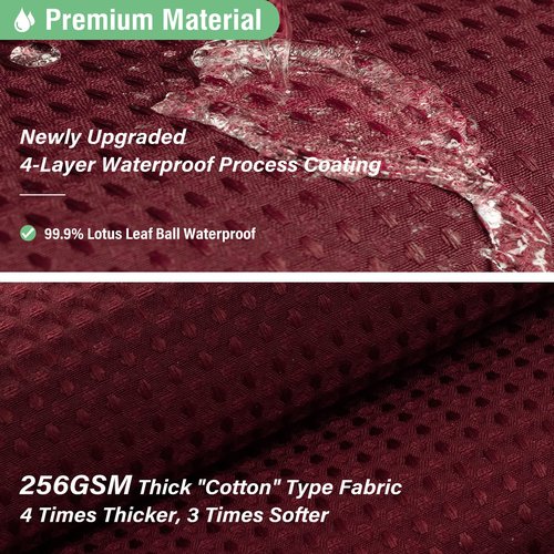 Dynamene Stall Shower Curtain - 60 inch Waffle Weave Heavy Duty Thick Fabric Shower Curtains for Bathroom, Weighted Hotel Spa Luxury Cloth Bath Curtain Set with 10 Plastic Hooks, 60x72, Burgundy