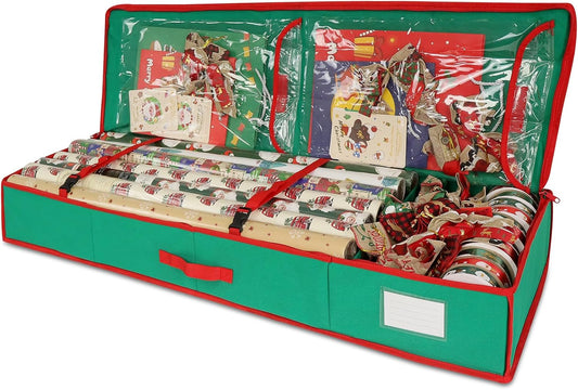 Regine Switzerland Christmas Wrapping Paper Organizer - Storage Bag with Interior Pockets, Fits 27 Rolls