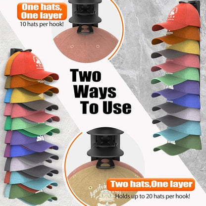 Hat Organizer - Skiennix Baseball Cap Rack Holds Up to 40 Hats | Strong Adhesive Wall Storage (Black)