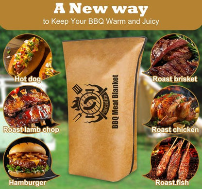 BBQ Blanket for Resting Meat,Smoker Meat Resting Blanket, 15 inch Reusable Grilling Meat Insulated Resting Bag with Wide Mouth for Large Pork Shoulders Brisket Turkeys,Gifts for Men