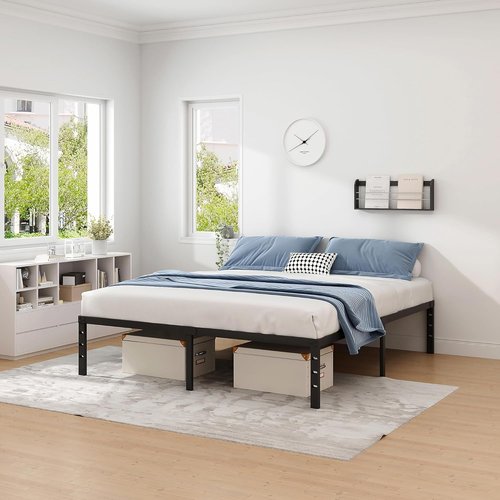 Jetonix Metal Bed Frame - Queen Size with Storage Space | Heavy Duty, Easy Assembly, Black, 12 Inch