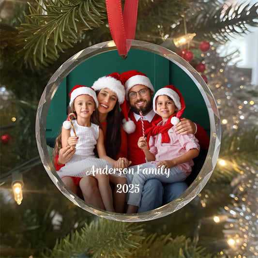 Regine Switzerland Personalized Christmas Ornament - Custom Crystal Photo Keepsake with Text