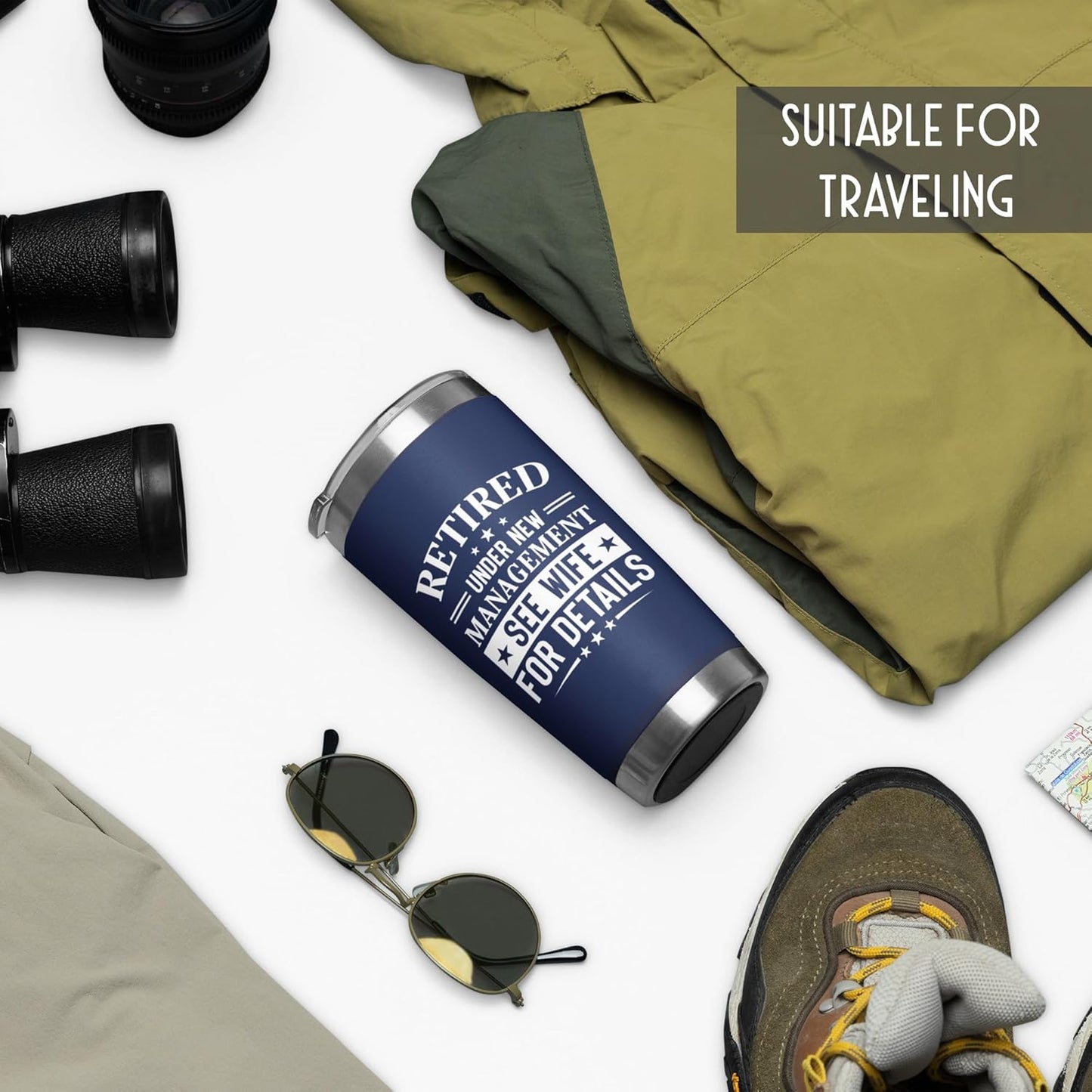 Retirement Gifts for Men 2026 - Retired Under New Management - Retirement Tumbler for Men Husband, Boyfriend, Father, Boss - Cool Gifts 20oz Navy Tumbler Birthday, Anniversary, Christmas