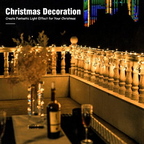Hopolon 13ft 50 Clear Mini Christmas String Lights - Connectable Indoor/Outdoor Decor | Warm White