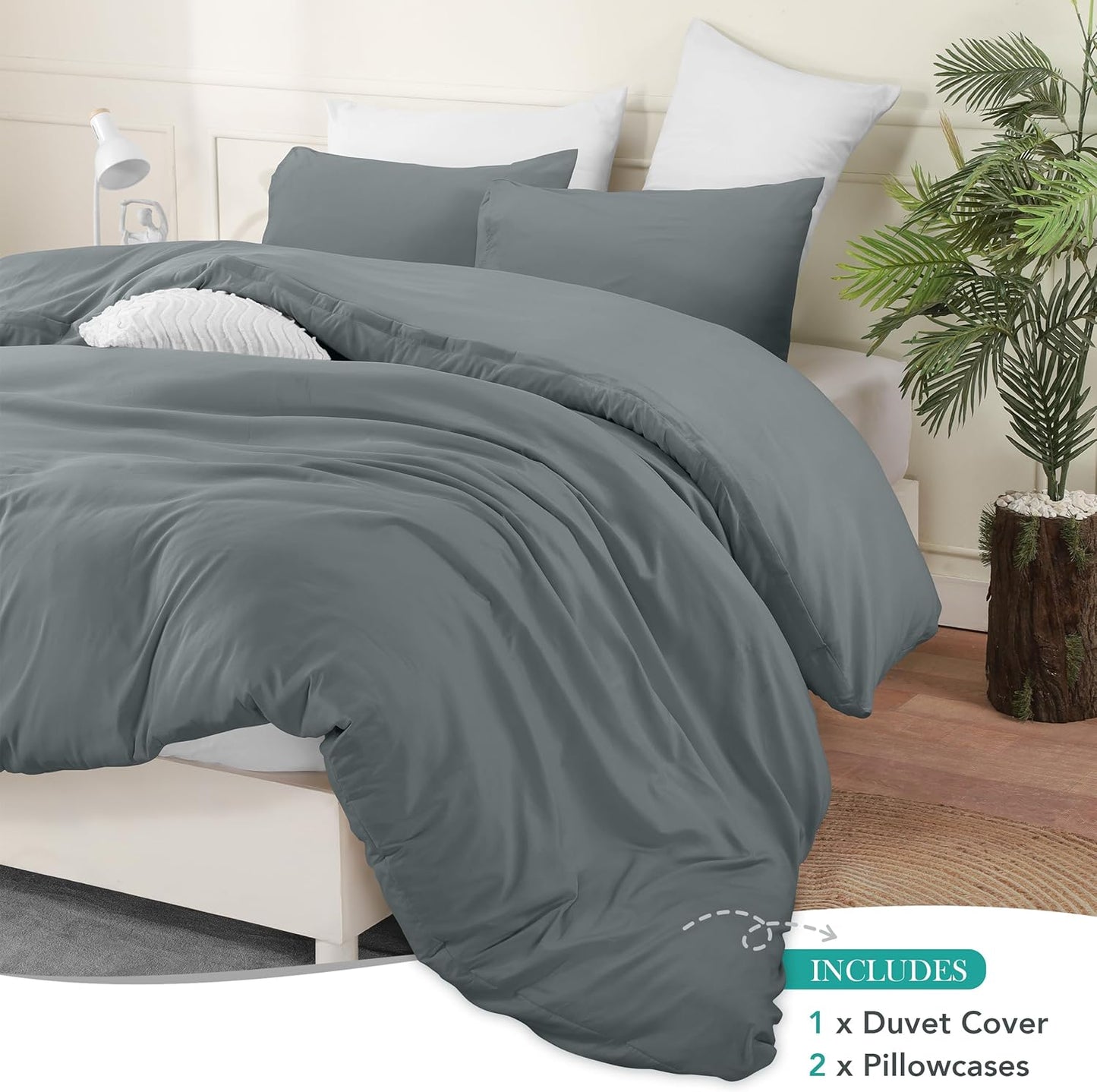 Utopia Bedding Duvet Cover Set - Soft Brushed Microfiber with Zipper Closure | 3-Piece Queen Set in Grey