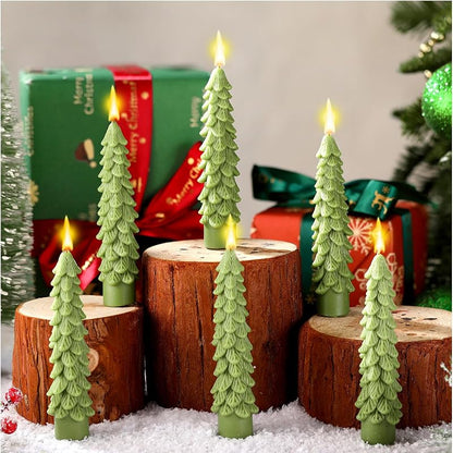Conelist Light Green 6 Pcs Christmas Tree Candles - 5" Taper Soy Wax Candles