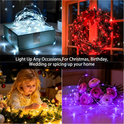 VOOKRY Fairy Lights - 12 Pack Battery Operated Mini Starry String Lights | 30 LEDs, 10 ft Silvery Copper Wire for Weddings, Parties, and Christmas Decor