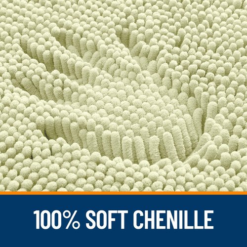OLANLY Bathroom Rugs 44x24, Extra Soft Absorbent Chenille Bath Rugs, Rubber Backing Quick Dry, Machine Washable Bath Mats for Bathroom Floor, Tub and Shower, Home Decor Accessories, Vanilla