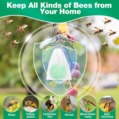 Skiennix Natural Wasp & Bee Repellent - Peppermint Oil Formula | 12 Pack, Safe for Pets & Humans