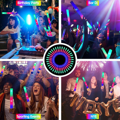 SHQDD LED Foam Glow Sticks - 28PCS Colorful Light-Up Party Pack with 3 Flashing Modes | Perfect for Weddings, Birthdays, Raves, and Celebrations