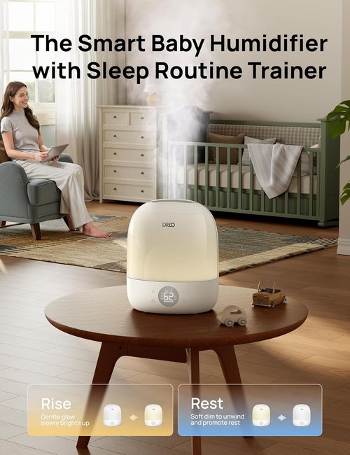 DREO Humidifier for Bedroom - Ultra Quiet 28dB Cool Mist with 30H Runtime & RGB Night Light | Perfect for Baby & Nursery