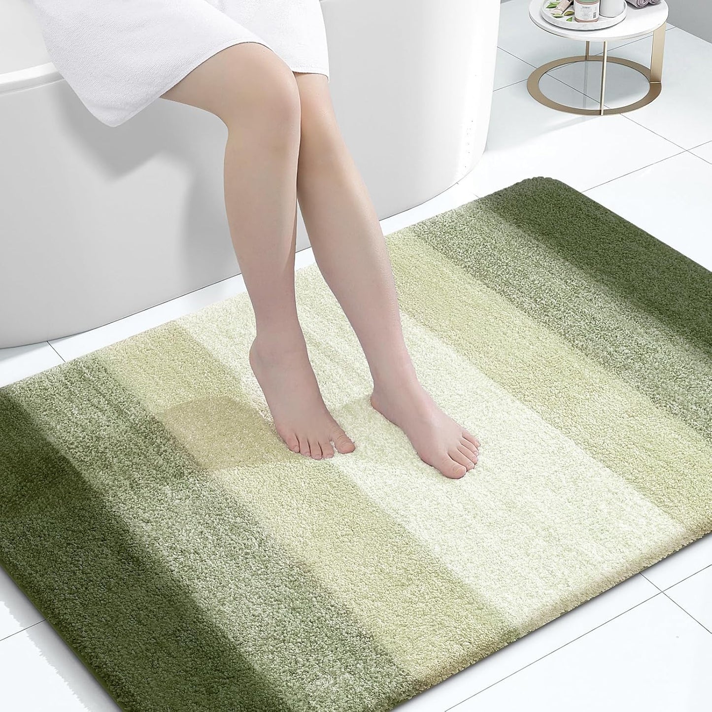 OLANLY Large Bathroom Rugs - Extra Soft Microfiber Mat 44x32 | Quick Dry, Washable, Dark Green